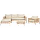 Beliani Garden Lounge Set With Table 4 Seater Calasetta Right Hand Pe Rattan Beige