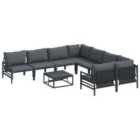 vidaXL Garden Sofa Set with Cushion 9 pcs Anthracite Steel