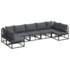 vidaXL Garden Sofa Set with Cushion 7 pcs Black Aluminium