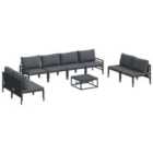 vidaXL Garden Sofa Set with Cushion 9 pcs Black Steel