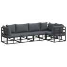 vidaXL Garden Sofa Set with Cushion 5 pcs Black Aluminium