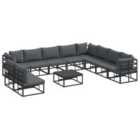 vidaXL Garden Sofa Set with Cushion 11 pcs Black Aluminium