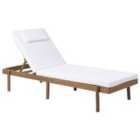 Beliani Sun Lounger With Cushion Marcetelli Acacia Wood White