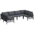 vidaXL Garden Sofa Set with Cushion 6 pcs Black Steel