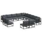 vidaXL Garden Sofa Set with Cushion 13 pcs Black Aluminium