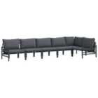 vidaXL Garden Sofa Set with Cushion 6 pcs Black Steel