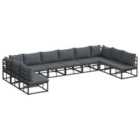 vidaXL Garden Sofa Set with Cushion 10 pcs Black Aluminium