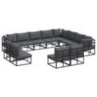 vidaXL Garden Sofa Set with Cushion 12 pcs Black Aluminium