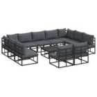 vidaXL Garden Sofa Set with Cushion 12 pcs Black Aluminium