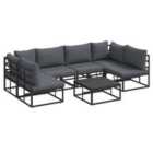 vidaXL Garden Sofa Set with Cushion 7 pcs Black Aluminium