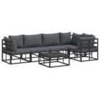 vidaXL Garden Sofa Set with Cushion 6 pcs Black Aluminium