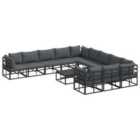 vidaXL Garden Sofa Set with Cushion 12 pcs Black Aluminium