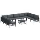 vidaXL Garden Sofa Set with Cushion 10 pcs Black Steel