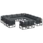 vidaXL Garden Sofa Set with Cushion 13 pcs Black Aluminium