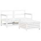 vidaXL 3 Piece Garden Sofa Set White Solid Wood Pine