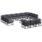 vidaXL Garden Sofa Set with Cushion 14 pcs Black Aluminium