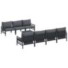 vidaXL Garden Sofa Set with Cushion 8 pcs Black Steel