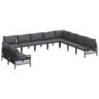 vidaXL Garden Sofa Set with Cushion 10 pcs Black Steel