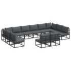 vidaXL Garden Sofa Set with Cushion 12 pcs Black Aluminium