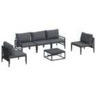 vidaXL Garden Sofa Set with Cushion 6 pcs Black Steel