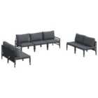 vidaXL Garden Sofa Set with Cushion 7 pcs Black Steel