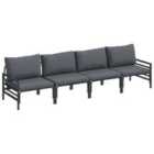 vidaXL Garden Sofa Set with Cushion 4 pcs Black Steel