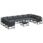 vidaXL Garden Sofa Set with Cushion 11 pcs Black Aluminium