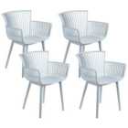 Beliani Set Of 4 Garden Chairs Pesaro Light Blue