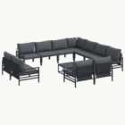 vidaXL Garden Sofa Set with Cushion 12 pcs Black Steel