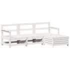 vidaXL 4 Piece Garden Sofa Set White Solid Wood Pine