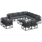 vidaXL Garden Sofa Set with Cushion 12 pcs Black Aluminium