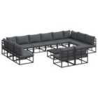vidaXL Garden Sofa Set with Cushion 13 pcs Black Aluminium