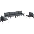 vidaXL Garden Sofa Set with Cushion 6 pcs Black Steel