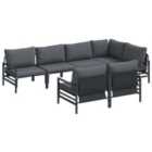 vidaXL Garden Sofa Set with Cushion 7 pcs Black Steel