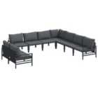 vidaXL Garden Sofa Set with Cushion 9 pcs Black Steel