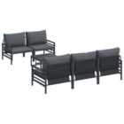 vidaXL Garden Sofa Set with Cushion 6 pcs Black Steel