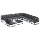 vidaXL Garden Sofa Set with Cushion 12 pcs Black Aluminium