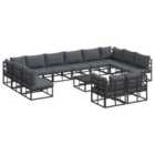 vidaXL Garden Sofa Set with Cushion 13 pcs Black Aluminium