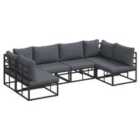 vidaXL Garden Sofa Set with Cushion 6 pcs Black Aluminium