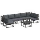 vidaXL Garden Sofa Set with Cushion 8 pcs Black Aluminium