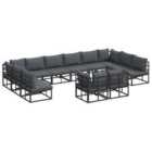 vidaXL Garden Sofa Set with Cushion 12 pcs Black Aluminium