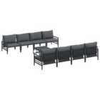vidaXL Garden Sofa Set with Cushion 9 pcs Black Steel