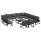 vidaXL Garden Sofa Set with Cushion 14 pcs Black Aluminium