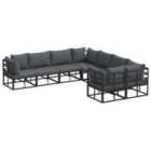 vidaXL Garden Sofa Set with Cushion 8 pcs Black Steel