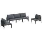 vidaXL Garden Sofa Set with Cushion 5 pcs Black Steel