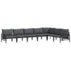 vidaXL Garden Sofa Set with Cushion 7 pcs Black Steel