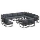 vidaXL Garden Sofa Set with Cushion 13 pcs Black Aluminium