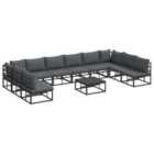vidaXL Garden Sofa Set with Cushion 11 pcs Black Aluminium