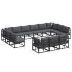 vidaXL Garden Sofa Set with Cushion 13 pcs Black Aluminium