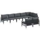 vidaXL Garden Sofa Set with Cushion 8 pcs Black Steel
